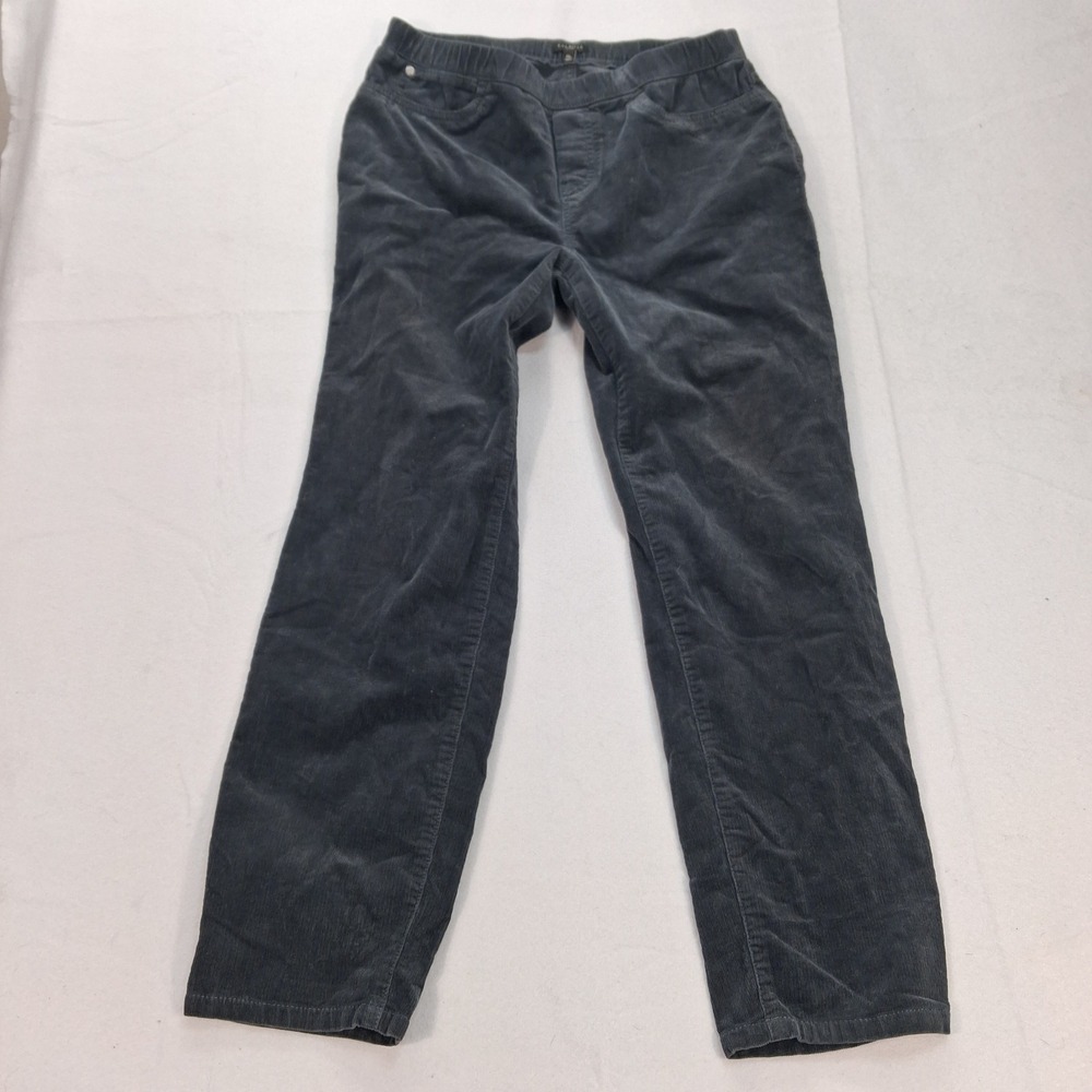 Talbots Pants Womens MP Corduroy Pull-On Gray Stretch Straight Leg EUC